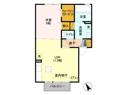 JR高崎線 本庄駅 徒歩7分 2階建 築15年(1LDK/1階)の間取り写真