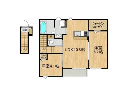 朝日レジデンス荒川本郷D(2LDK/2階)の間取り写真