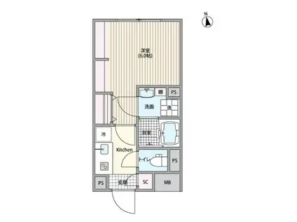 エルファーロ笹塚III(1K/2階)の間取り写真