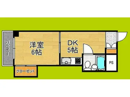 ギャレ住之江(1DK/3階)の間取り写真