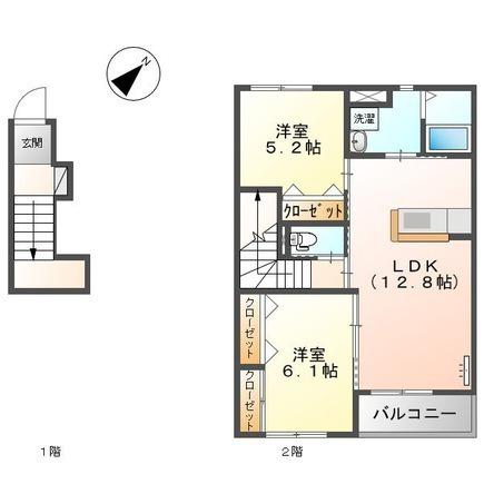 スカイグレイス(2LDK/2階)の間取り写真