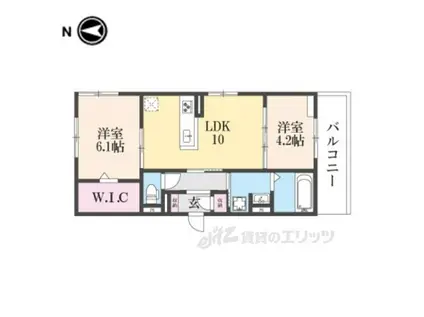 ヌーベル・ヴィ―侍従池(2LDK/2階)の間取り写真