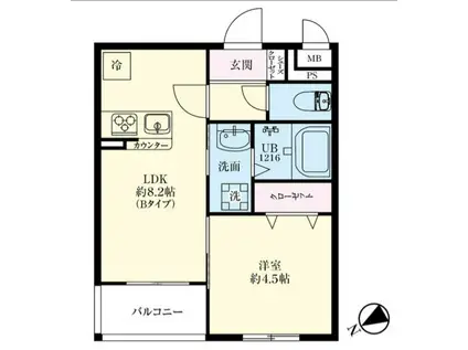 フェリシア馬出ファミリア(1LDK/1階)の間取り写真