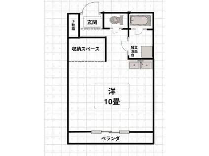コーポ新田(ワンルーム/2階)の間取り写真