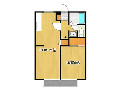 ハイツ山田 C棟(1LDK/2階)の間取り写真