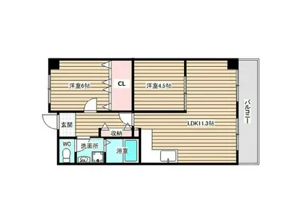 阪神ハイグレードマンション7番館(2LDK/9階)の間取り写真