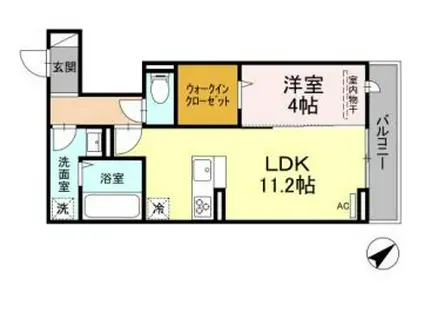 D-ROOM沖野上II(1LDK/2階)の間取り写真