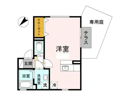 シルクコートA棟(1K/1階)の間取り写真