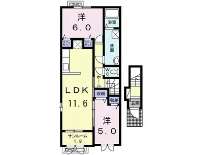 ラ ベレッツア2(2LDK/2階)の間取り写真