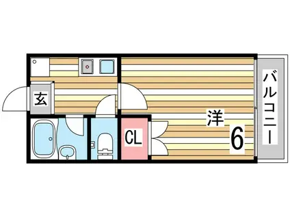 ロイヤルコート神戸岡本(1K/2階)の間取り写真