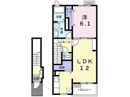 フォルティッシモB(1LDK/2階)の間取り写真