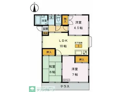 寿荘(3LDK/1階)の間取り写真