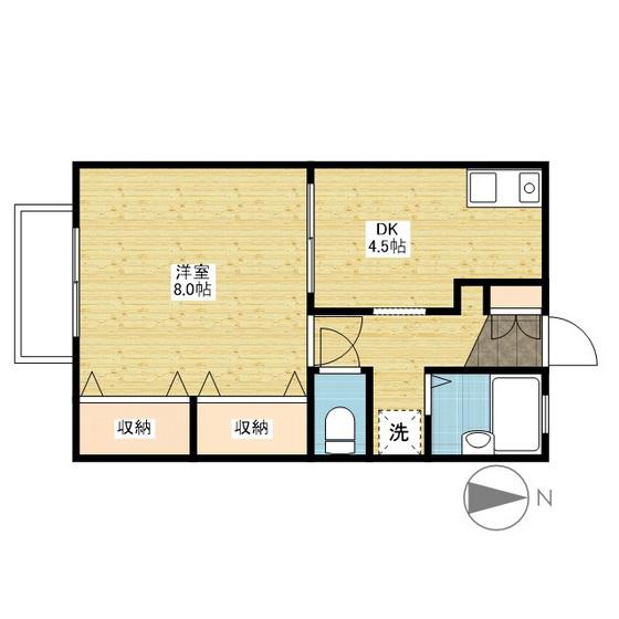 広島高速交通アストラムライン 西原駅(広島) 徒歩15分 2階建 築28年(1DK/1階)の間取り写真