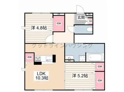 ラシーネ南山II(2LDK/1階)の間取り写真