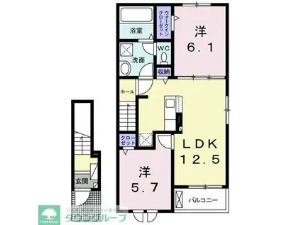 京王線 中河原駅 徒歩23分 2階建 築1年(2LDK/2階)の間取り写真
