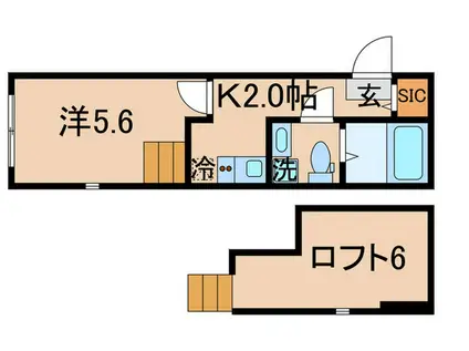 ハーモニーテラス金町V(1K/2階)の間取り写真