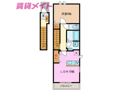 フランボワーズ II(1LDK/2階)の間取り写真