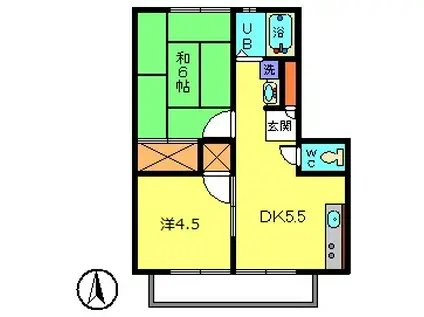 アーバンホームホリエ(2DK/3階)の間取り写真