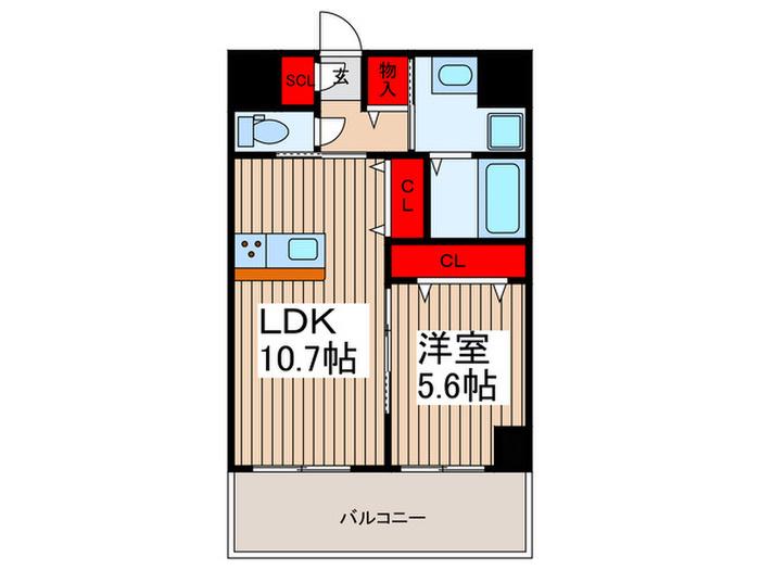 エスティメゾン浦和(1LDK/4階)の間取り写真