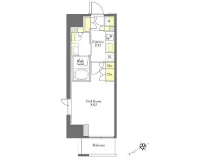 プライムメゾン浅草橋(1K/2階)の間取り写真