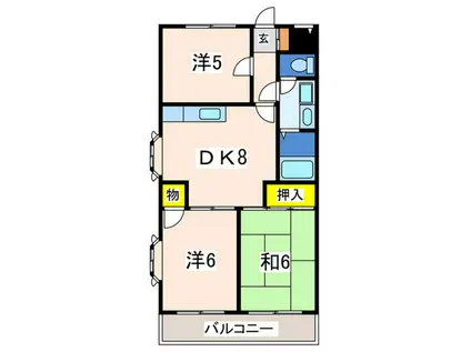 東大船マンション(3DK/2階)の間取り写真