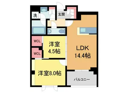 シャーメゾンステージ香櫨園(2LDK/3階)の間取り写真