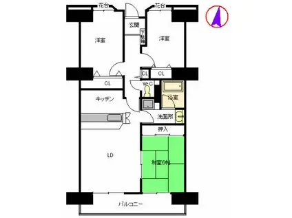 プライムメゾン百道浜(3LDK/3階)の間取り写真
