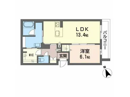 フェリスエスパシオ(1LDK/3階)の間取り写真