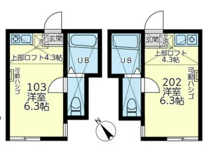 ユナイト横浜セシル・キャンベル(ワンルーム/2階)の間取り写真