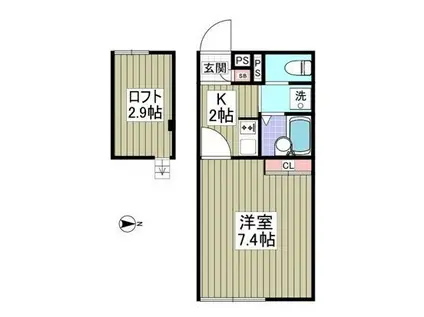 メインシティーガーデンメヌエット(1K/1階)の間取り写真