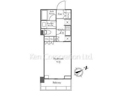 渋谷キャスト アパートメント(1K/15階)の間取り写真