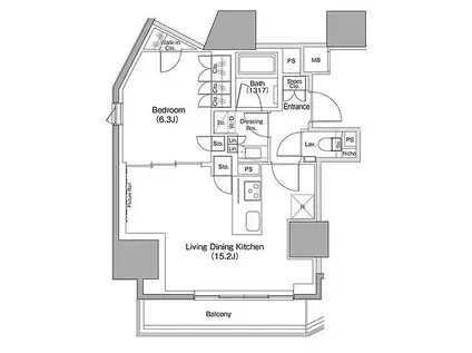 ザ・パークハビオ麻布十番(1LDK/9階)の間取り写真