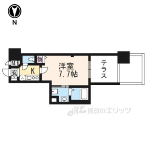 プレサンス京都洛南(1K/1階)の間取り写真