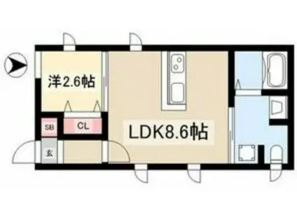 LE GIOIE 本陣駅2(1LDK/2階)の間取り写真