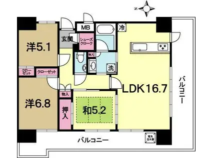 スタジオスクエア水戸(3LDK/5階)の間取り写真