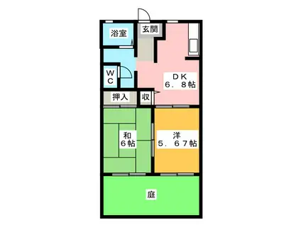 ムーンリバーサイドA棟(2DK/1階)の間取り写真