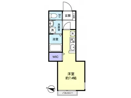 エターナル勝田台(ワンルーム/1階)の間取り写真