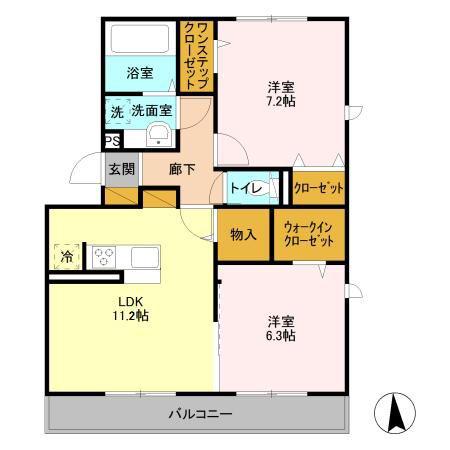 クレールコート(2LDK/2階)の間取り写真