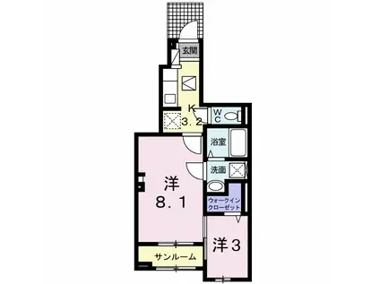 ソルヴィア(2K/1階)の間取り写真