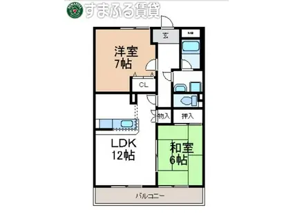 リーニエントN(2LDK/4階)の間取り写真