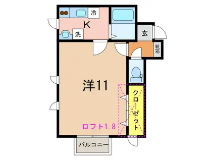 シェア山手A(1K/2階)の間取り写真