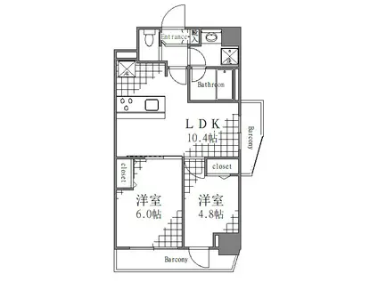 ティモーネプレミアムノルド亀戸(2LDK/2階)の間取り写真