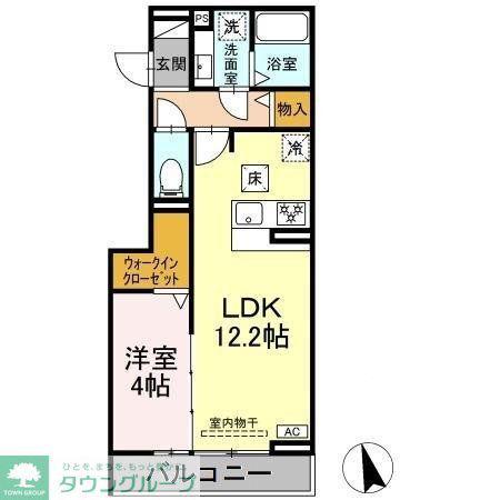 セレスティア長良 イースト(1LDK/3階)の間取り写真