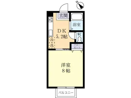 ビックハイツNO.5(1DK/2階)の間取り写真