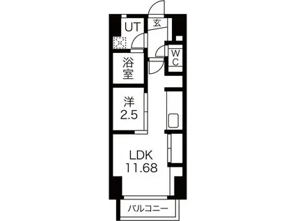 AREX丸の内II(1LDK/6階)の間取り写真