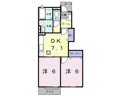 セレーネ(2DK/1階)の間取り写真