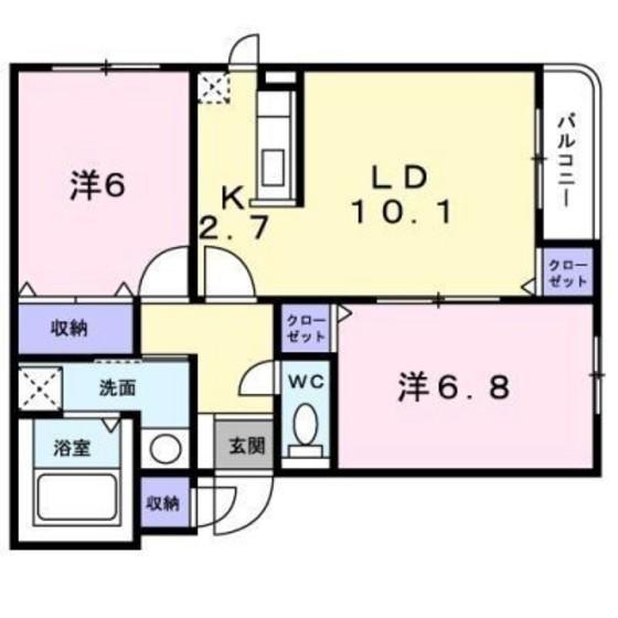 ジェルメ吉川町(2LDK/3階)の間取り写真