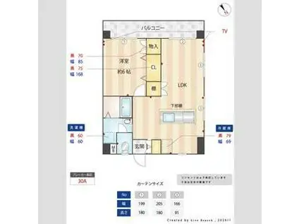 アンベール東天神(1LDK/9階)の間取り写真