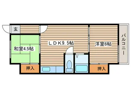 石橋ハイツ1(2LDK/7階)の間取り写真