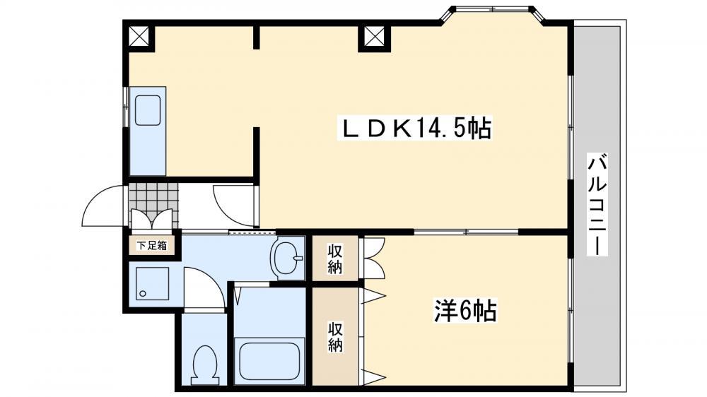 コーポ中の谷(1LDK/2階)の間取り写真